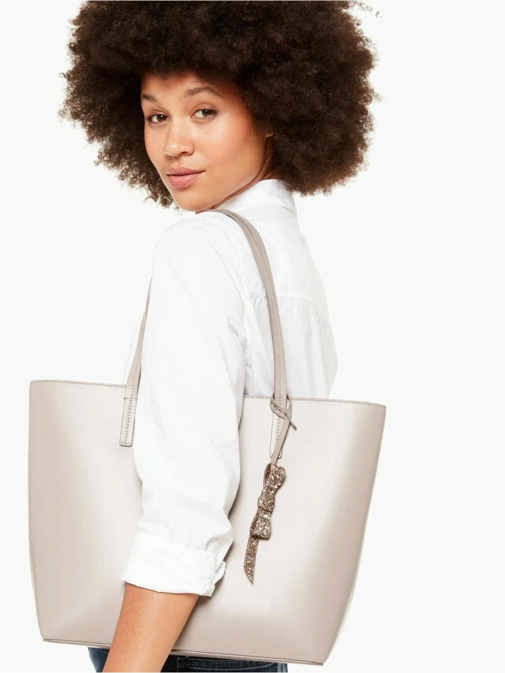 Kate Spade Karla Cityscape Gray Smooth Leather Tote Seton NWT $299